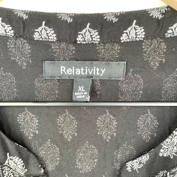 Relativity Long Sleeve Paisley Print Dress‎ Black Size XL Bohemian Festival Boho - Picture 11 of 14